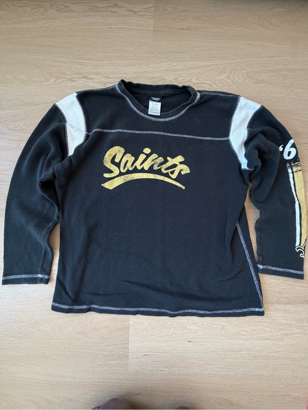 Reebok Black and Gold 'Saints' Long Sleeve Crew